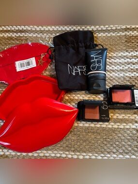 NARS Lipstick & Cheek Set with Black Pouch - Red and Coral Shades